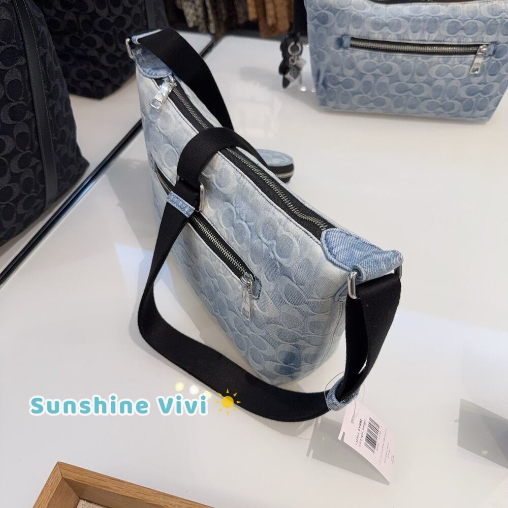 NWT Coach Small Finn Crossbody With Pouch In Loved Signature Denim CDY53 - Picture 2 of 9
